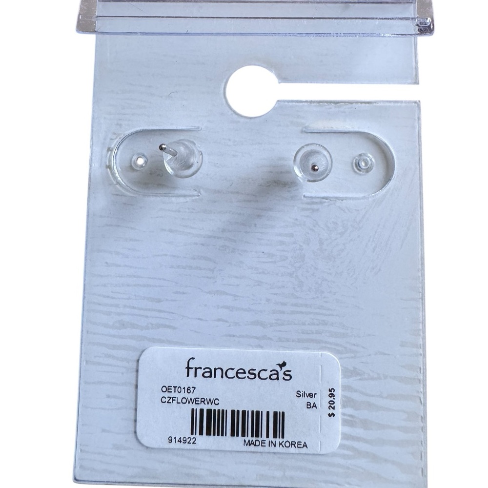 Francesca's Silver Floral Cubic Zirconia Earrings - Picture 3 of 3